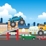 racing stunt game background, vehicles and assets